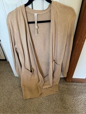 lululemon athletica Open-Front Long Cardigan in Beige